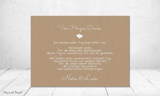 Dankeskarten Hochzeit Viele Bilder Kraftpapier naturell Vintage