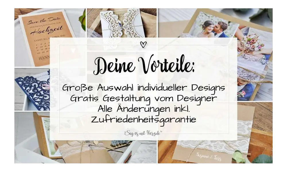 Einladungskarten Hochzeit Kraftpapier Spitze natürlich boho vintage