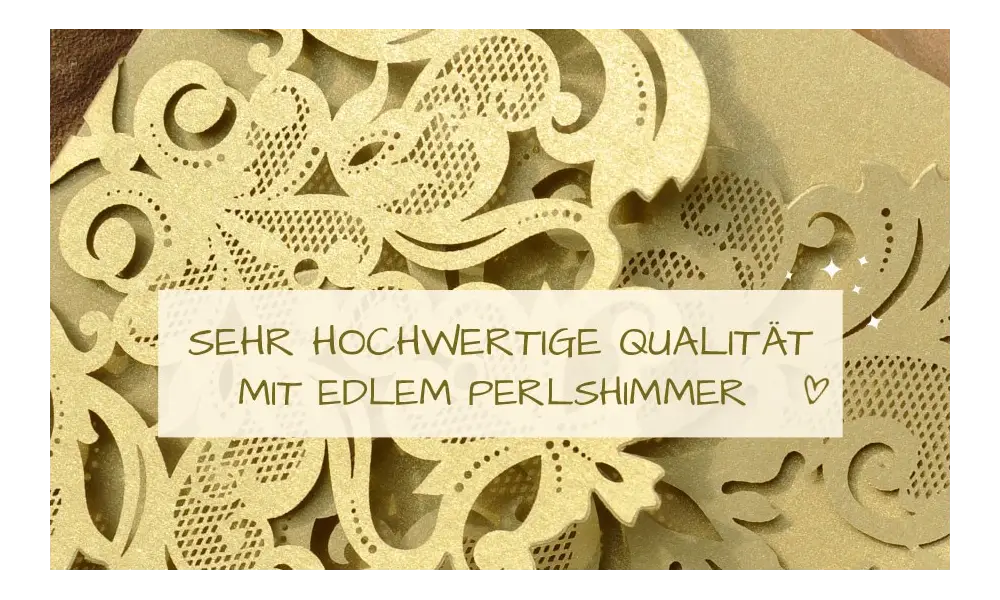 Hochzeitseinladungen in gold Lasercut Spitze