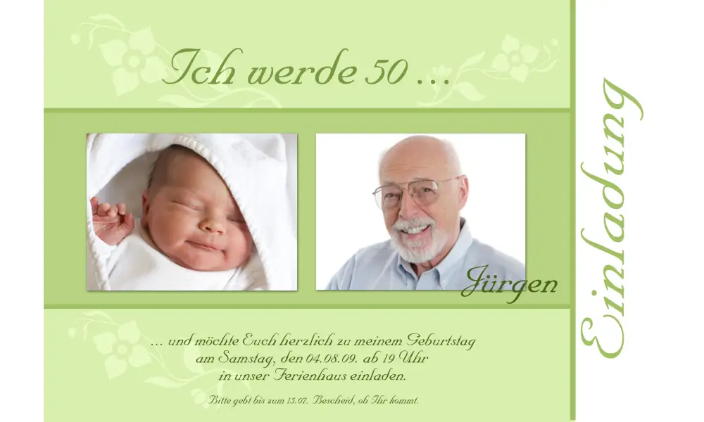 Einladung 50. Geburtstag, Fotokarte 10x15 cm, braun creme