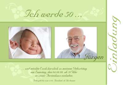 Einladung 50. Geburtstag, Fotokarte 10x15 cm, braun creme