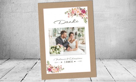 Dankeskarten Hochzeit Boho Kraftpapier