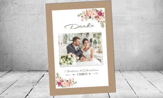 Dankeskarten Hochzeit Boho Kraftpapier