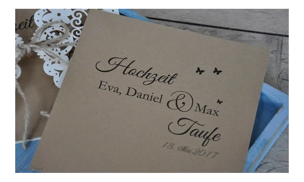 Hochzeitseinladung Lasercut Kraftpapier mit Foto