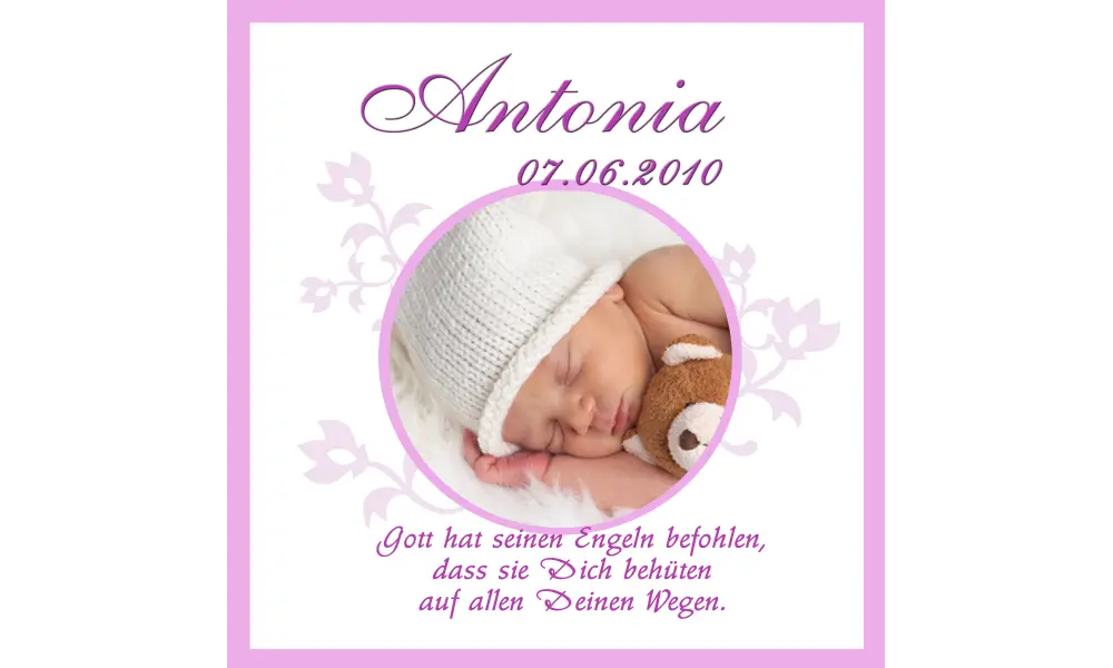 Taufkerze Baby mit Foto + Taufspruch, Fotogestaltung, hellblau
