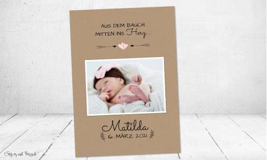 Danksagung Geburt Vintage