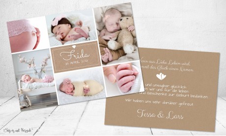 Dankeskarten Geburt Kraftpapier Baby