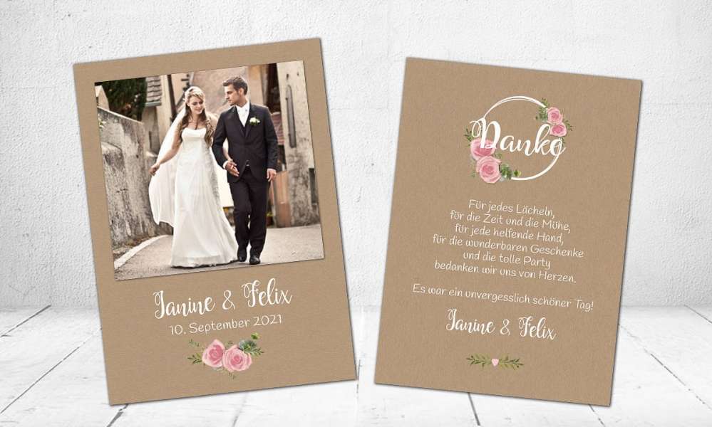 Dankeskarten Hochzeit floral