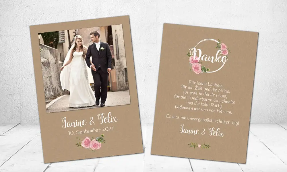 Dankeskarten Hochzeit floral