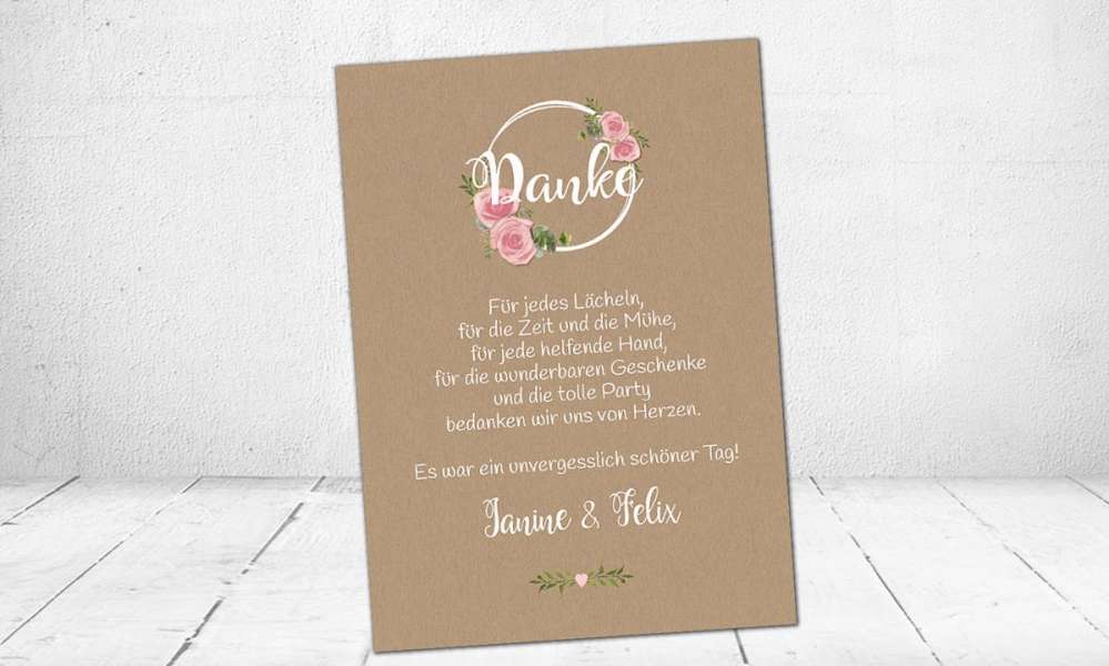 Dankeskarten Hochzeit floral