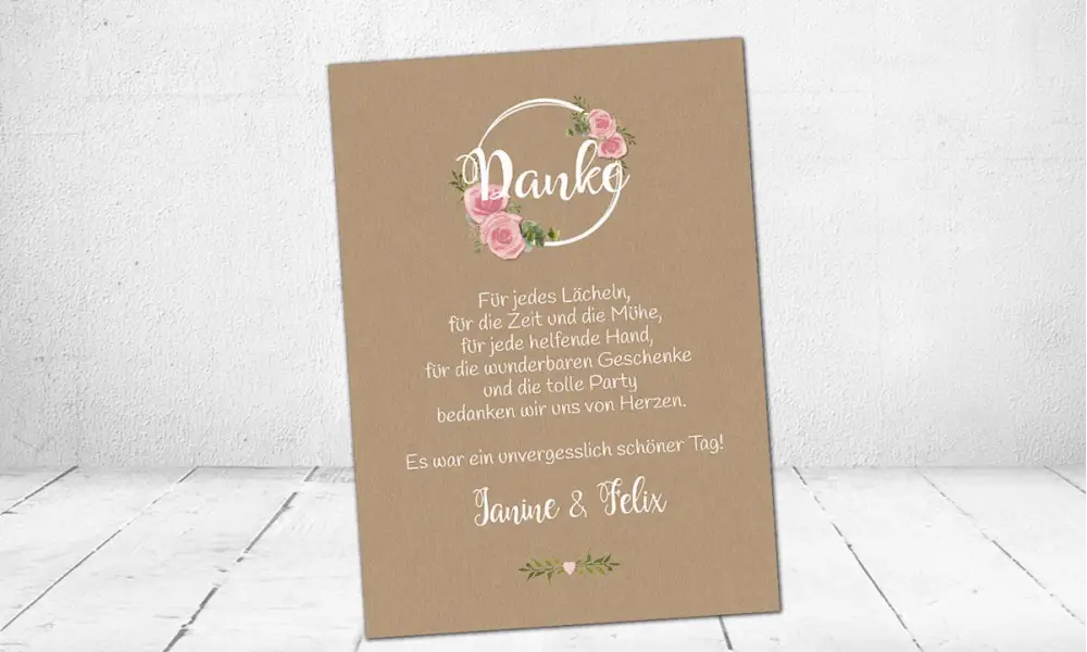 Dankeskarten Hochzeit floral