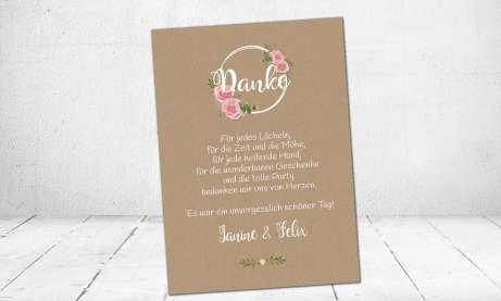 Dankeskarten Hochzeit floral