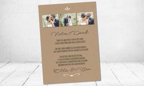 Dankeskarten Hochzeit Kraftpapier