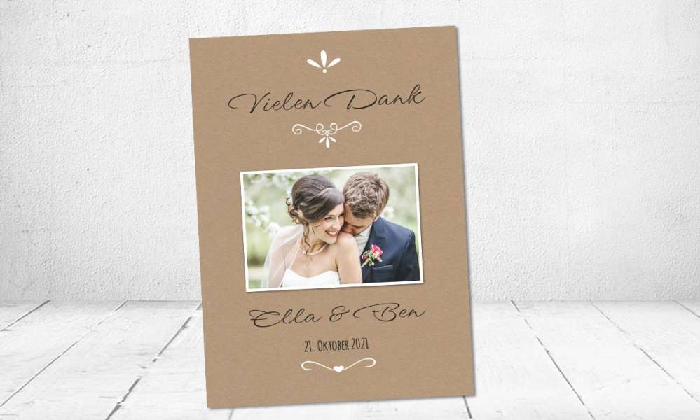 Dankeskarten Hochzeit Kraftpapier