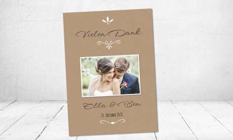 Dankeskarten Hochzeit Kraftpapier