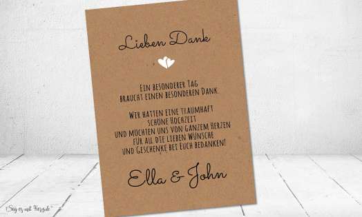 Dankeskarten Hochzeit Postkartenformat