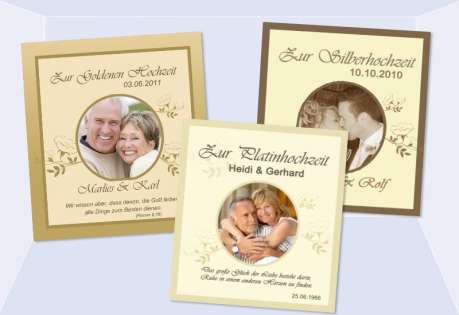 Traukerze Silberhochzeit, mit Foto + Trauspruch, beige