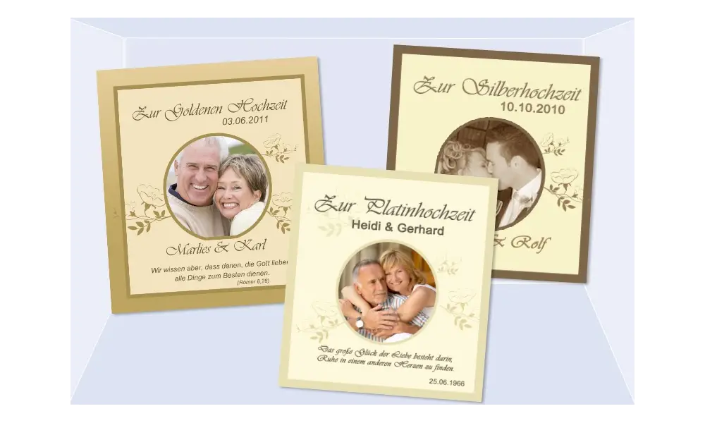 Traukerze Silberhochzeit, mit Foto + Trauspruch, beige