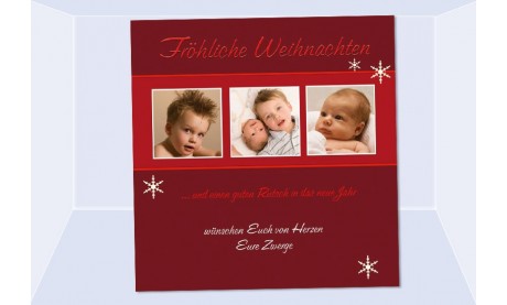 Fotokarte Weihnachten, Weihnachtskarte, 10x10 cm, rot