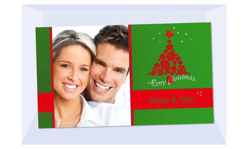 Fotokarte Weihnachten, Weihnachtskarte, 10x18, grün rot