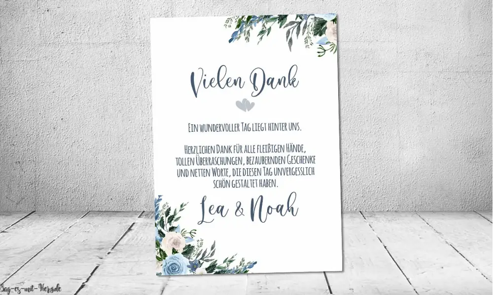 Dankeskarten Hochzeit floral