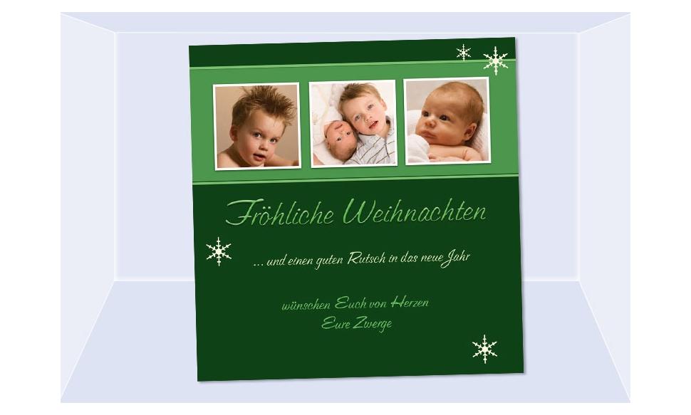 Fotokarte Weihnachten, Weihnachtskarte, 10x10 cm, grün