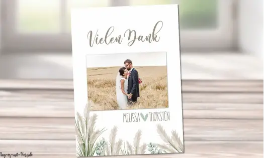 Dankeskarten Hochzeit Boho Pampas