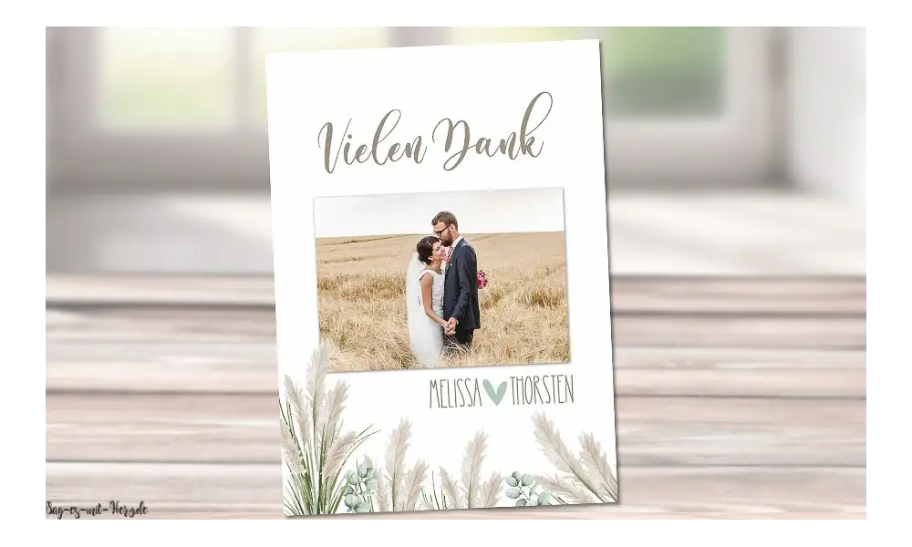 Dankeskarten Hochzeit Boho Pampas
