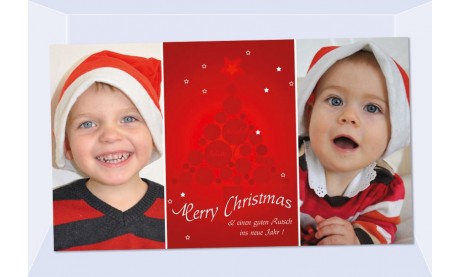 Fotokarte Weihnachten, Weihnachtskart, 10x18, rot