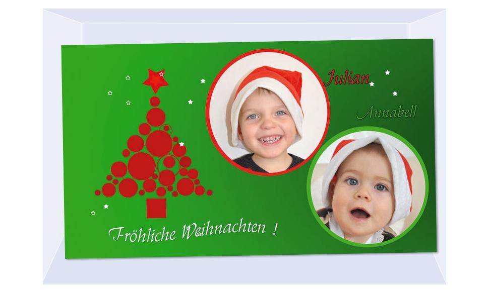 Fotokarte Weihnachten, Weihnachtskarte, 10x18, grün