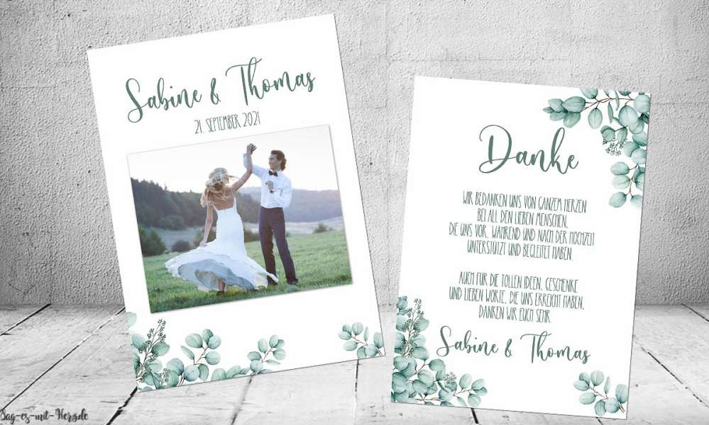 Danksagungskarte Hochzeit Eukalyptus Danksagungskarte Hochzeit Eukalyptus