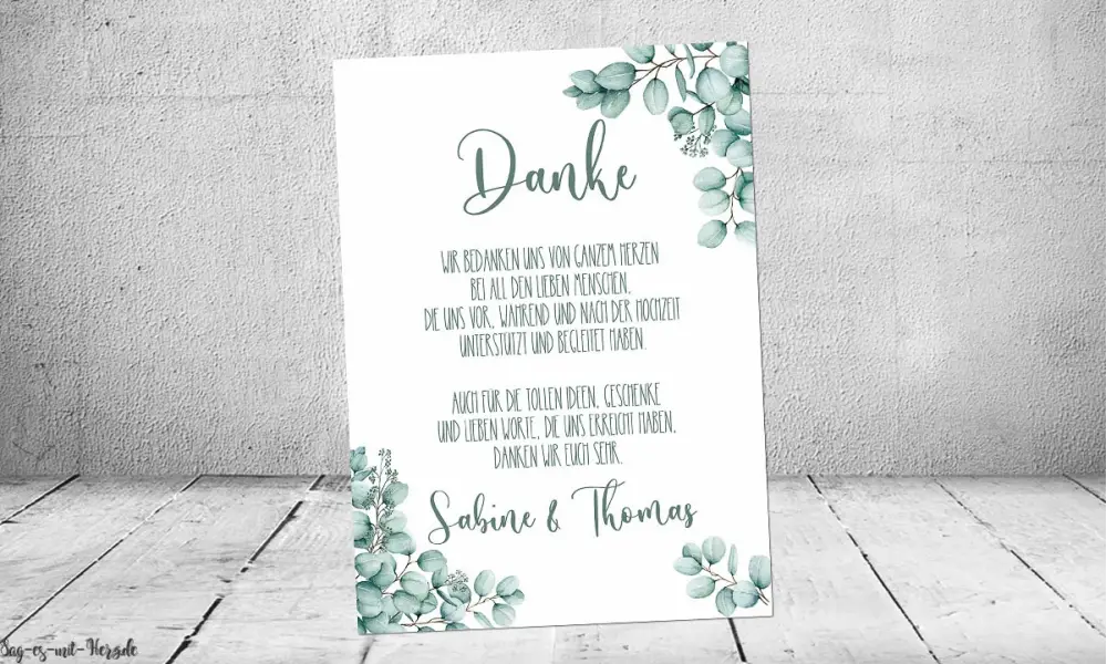 Danksagungskarte Hochzeit Eukalyptus
