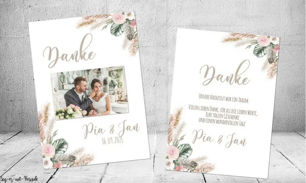 Dankeskarten Hochzeit Boho
