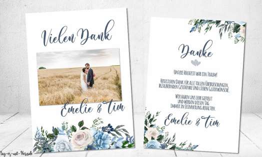 Dankeskarten Hochzeit Boho Greenery