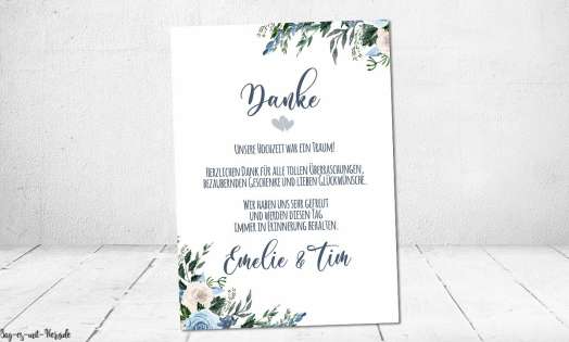 Dankeskarten Hochzeit Boho Greenery