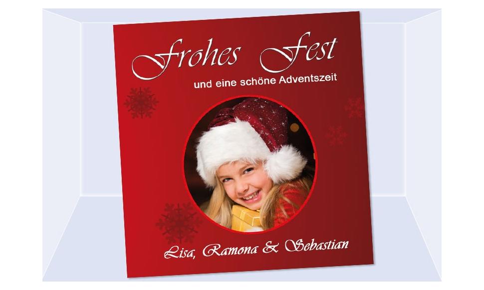 Fotokarte Weihnachten, Weihnachtskarte 12,5x12,5 cm, rot
