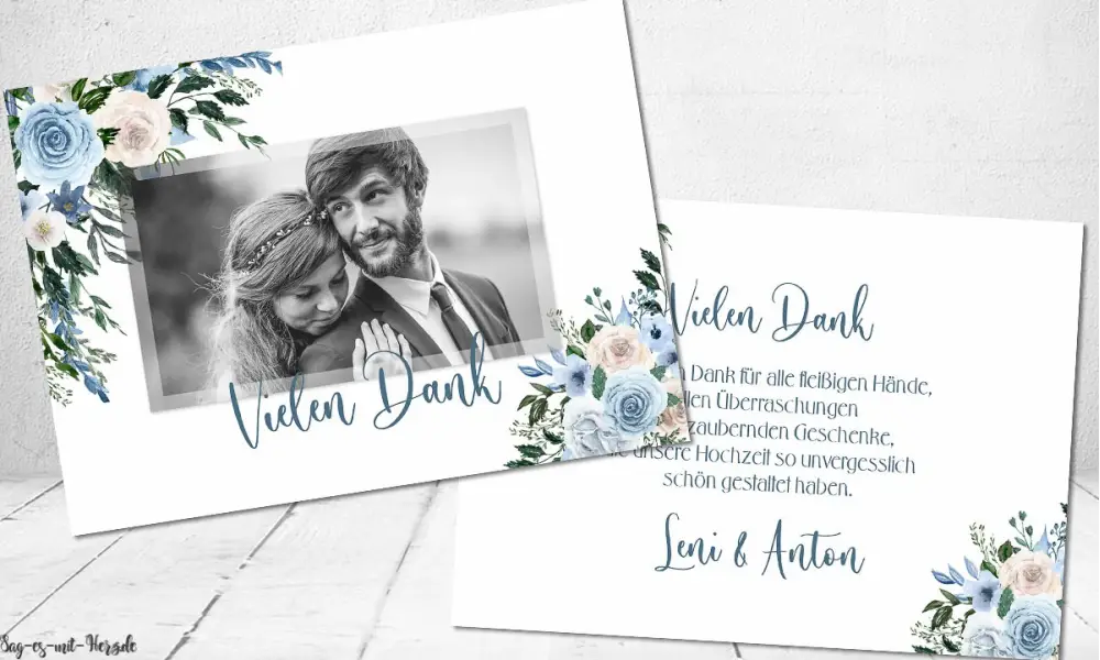 Dankeskarten Hochzeit floral
