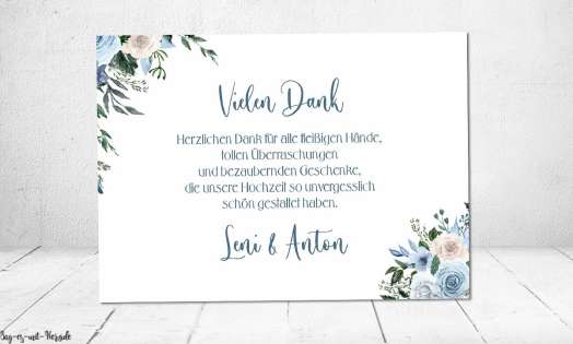 Dankeskarten Hochzeit floral