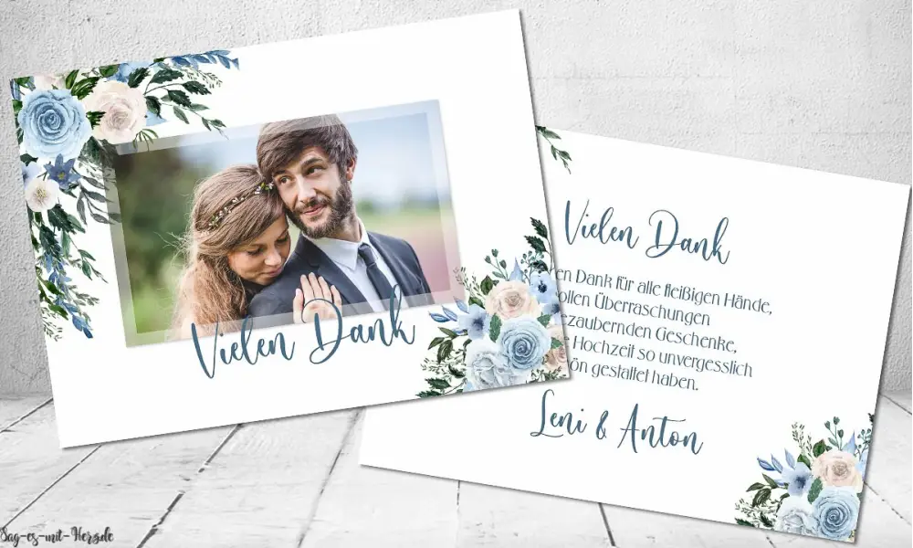 Dankeskarten Hochzeit floral