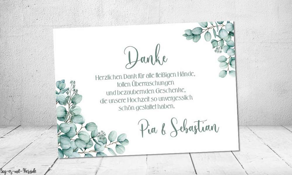 Danksagungskarte Hochzeit Eukalyptus