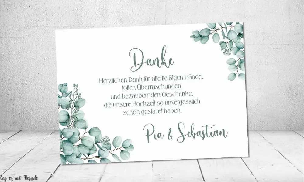 Danksagungskarte Hochzeit Eukalyptus