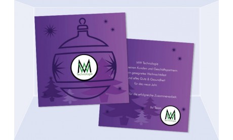 Weihnachtskarte, Karte Weihnachten geschäftlich "Logokugel" lila