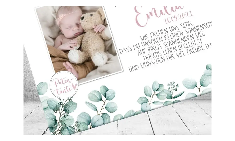 Patenurkunde Patenbrief Geschenk Paten Leinwand Wandbild Taufe
