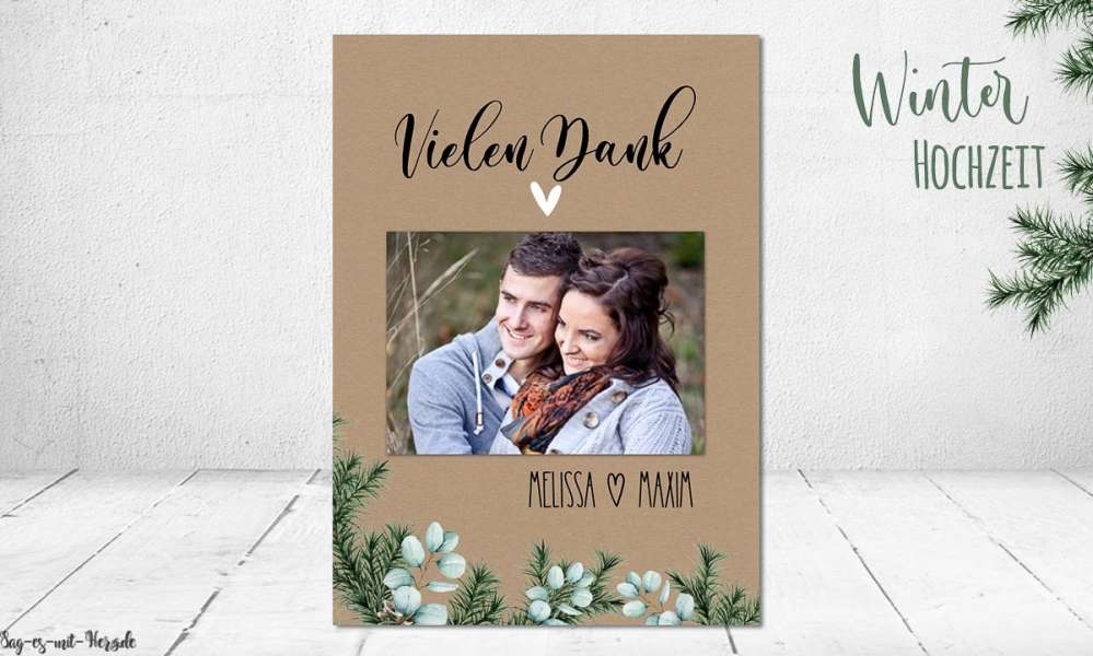 Dankeskarten Hochzeit Vintage Kraftpapier