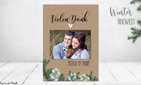 Dankeskarten Hochzeit Vintage Kraftpapier
