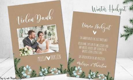Dankeskarten Hochzeit Vintage Kraftpapier