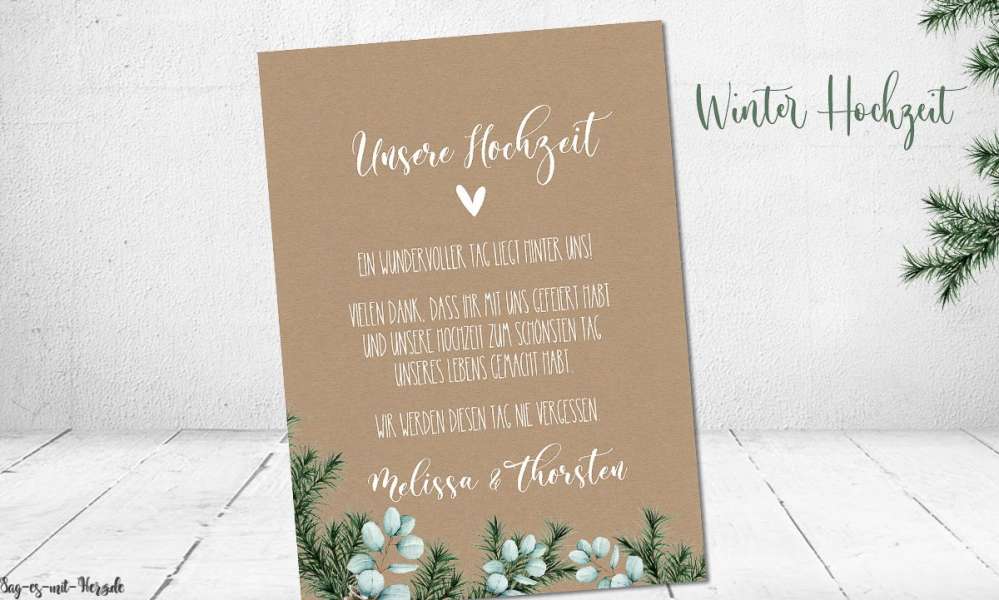 Dankeskarten Hochzeit Vintage Kraftpapier