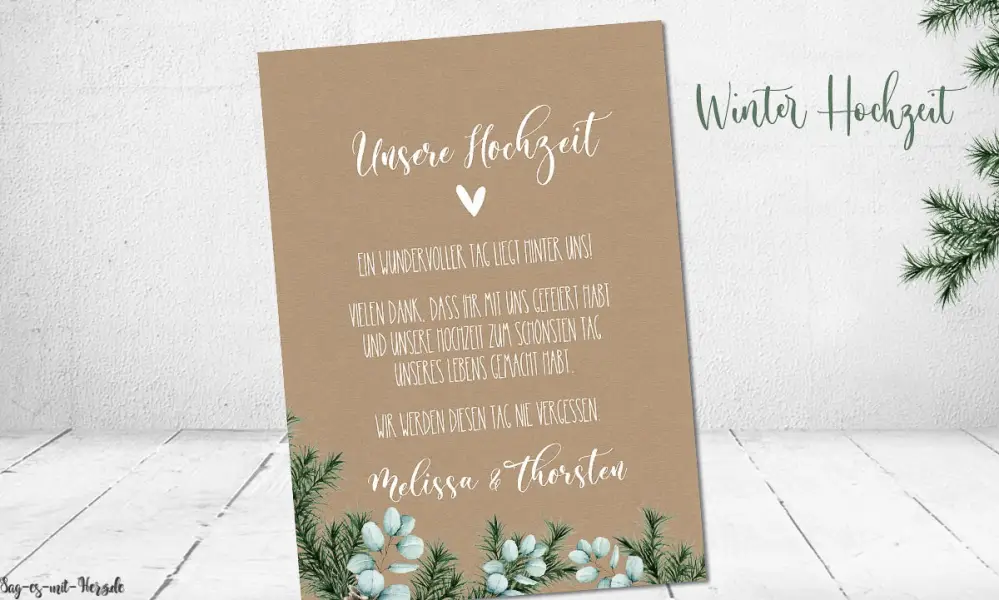 Dankeskarten Hochzeit Vintage Kraftpapier