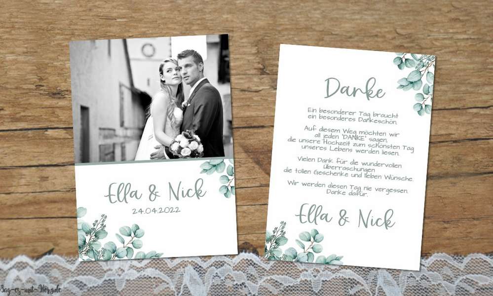 Dankeskarte Hochzeit Eukalyptus Greenery Dankeskarte Hochzeit Eukalyptus Greenery