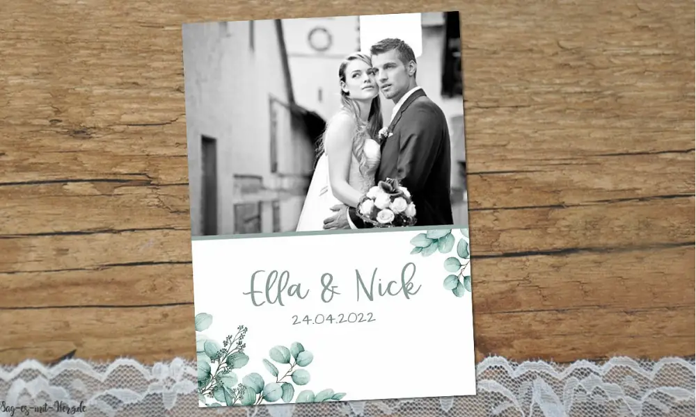 Dankeskarte Hochzeit Eukalyptus Greenery